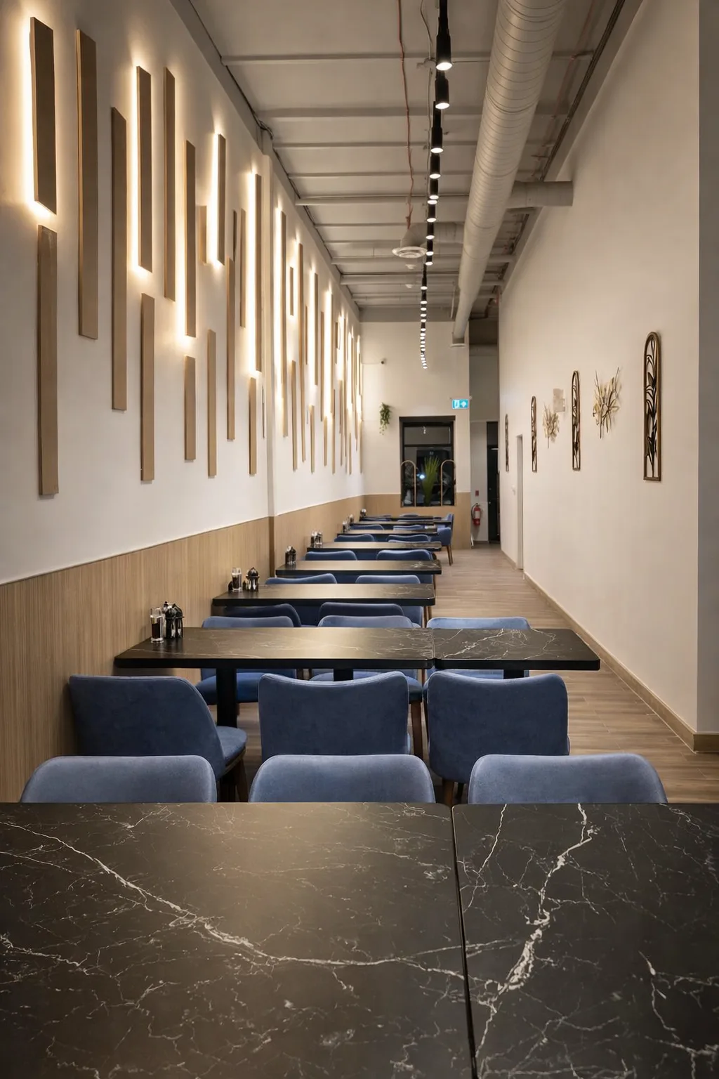 Tiara restaurant interior with elegant lighting and warm Persian decor